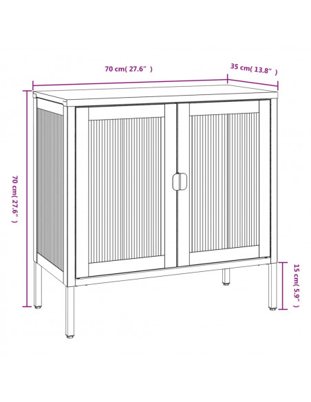 Credenza Nera 70x35x70 cm Vetro e Acciaio