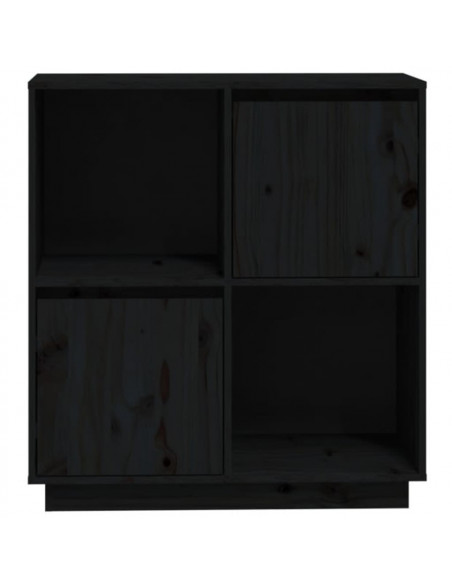 Credenza Nera 74x35x80 cm in Legno Massello di Pino