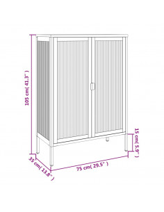 Credenza Nera 75x35x105 cm Vetro e Acciaio