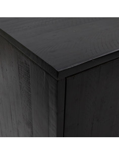 Credenza Nera 75x35x70 cm in Legno Massello di Pino