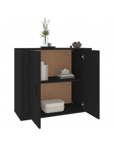 Credenza Nera 80x33x70 cm in Legno Multistrato