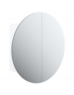 Armadio da Bagno con Specchio Rotondo e LED Bianco 40x40x17,5cm 2