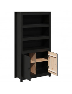 Credenza Nera 80x35x154 cm in Legno Massello di Pino