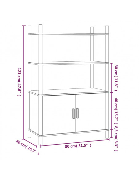 Credenza Nera 80x40x121 cm in Legno Multistrato