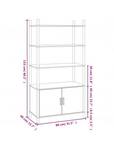Credenza Nera 80x40x153 in Legno Multistrato