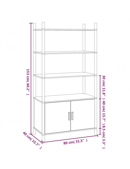 Credenza Nera 80x40x153 in Legno Multistrato