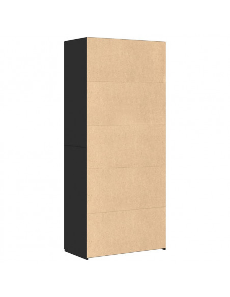 Credenza Nera 80x42,5x185 cm in Legno Multistrato