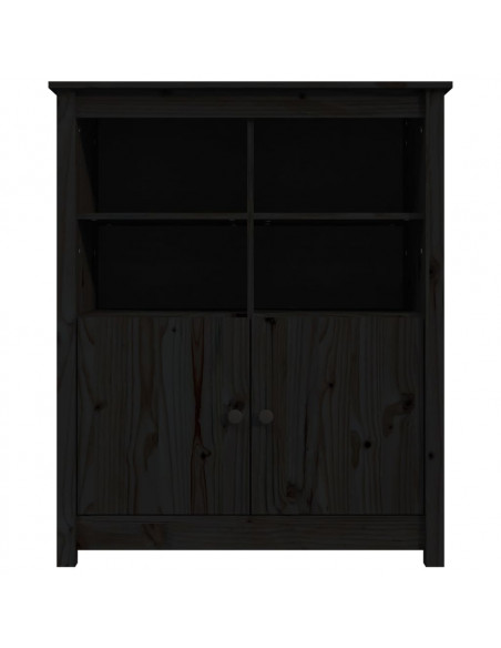 Credenza Nera 83x41,5x100 cm in Legno Massello di Pino