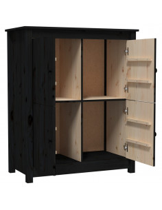 Credenza Nera 83x41,5x100 cm in Legno Massello di Pino