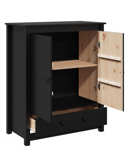 Credenza Nera 83x41,5x100 cm in Legno Massello di Pino