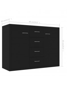 Credenza Nera 88x30x65 cm in Legno Multistrato