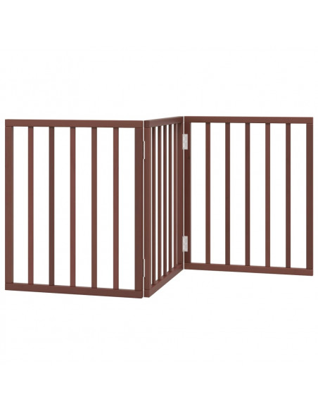 Cancello Cani Pieghevole 3 Pannelli Marrone 150cm Legno Pioppo
