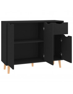 Credenza Nera 90x30x72 cm in Legno Multistrato