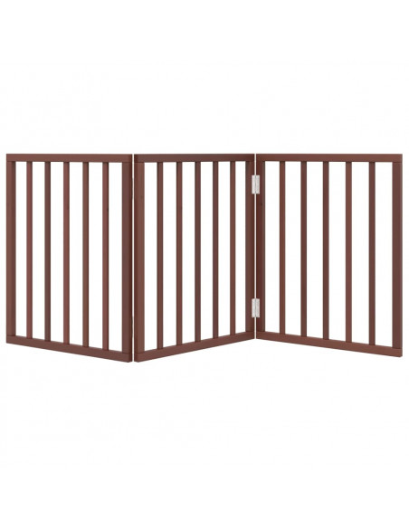 Cancello Cani Pieghevole 3 Pannelli Marrone 150cm Legno Pioppo