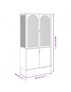 Credenza Nera 90x40x180 cm Vetro e Acciaio