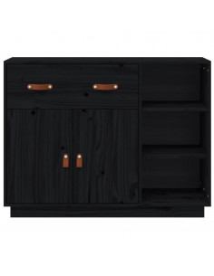 Credenza Nera 98,5x40x75 cm in Legno Massello di Pino