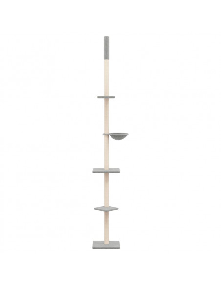 Albero per Gatti Pavimento Soffitto Grigio Chiaro 263,5-289,5cm