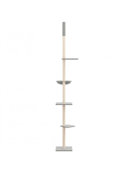 Albero per Gatti Pavimento Soffitto Grigio Chiaro 263,5-289,5cm