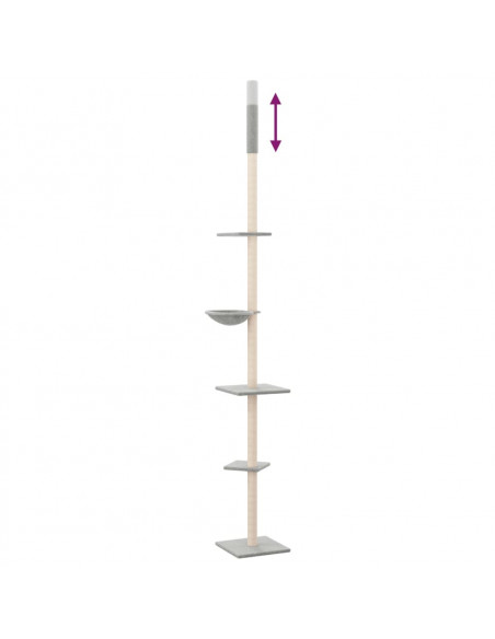 Albero per Gatti Pavimento Soffitto Grigio Chiaro 263,5-289,5cm