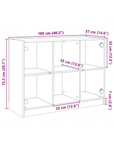 Credenza Nero 102x37x75,5 cm in Legno Multistrato