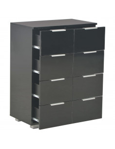 Credenza Nero Lucido 60x35x80 cm in Legno Multistrato
