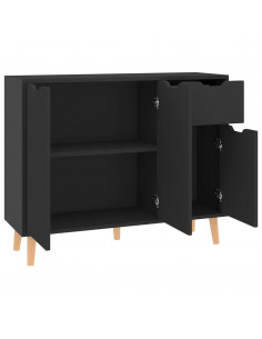 Credenza Nero Lucido 90x30x72 cm in Legno Multistrato