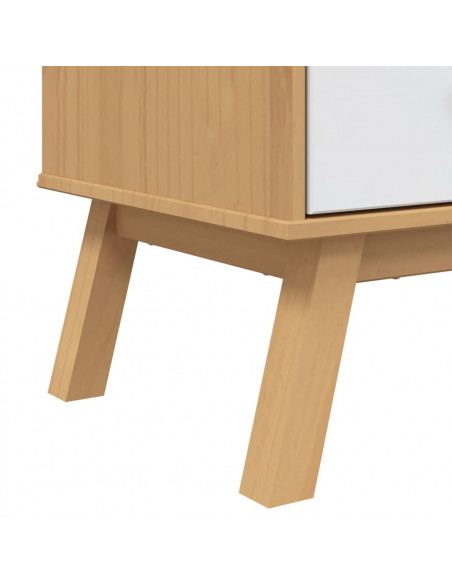 Credenza OLDEN Bianca e Marrone 85x43x125cm Legno Massello Pino