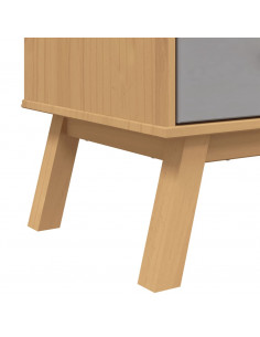 Credenza OLDEN Grigia e Marrone 85x43x125cm Legno Massello Pino