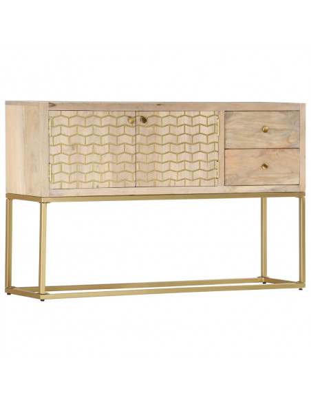 Credenza Oro 120x30x75 cm Legno Massello di Mango