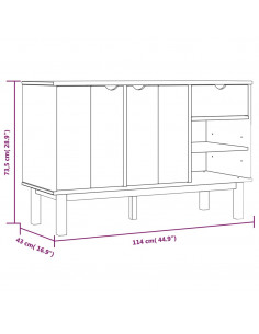 Credenza OTTA Marrone e Bianco 114x43x73,5 cm in Legno di Pino