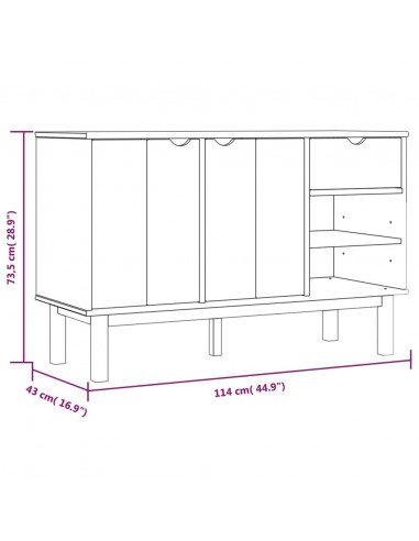 Credenza OTTA Marrone e Bianco 114x43x73,5 cm in Legno di Pino