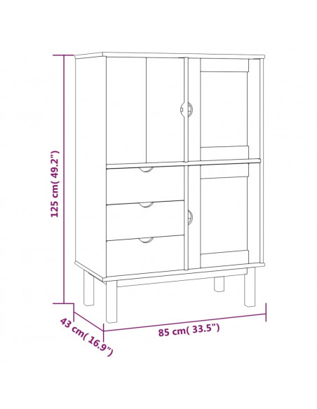 Credenza OTTA Marrone e Bianco 85x43x125 cm in Legno di Pino