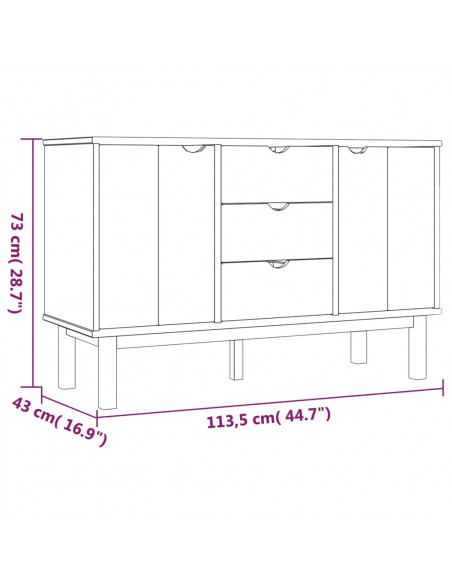 Credenza OTTA Marrone e Grigio 113,5x43x73 cm in Legno di Pino