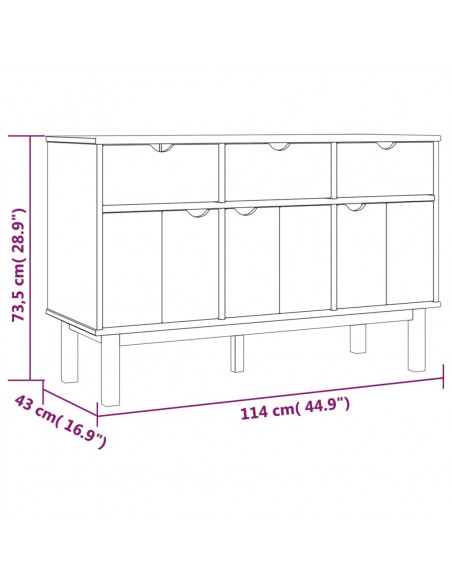 Credenza OTTA Marrone e Grigio 114x43x73,5 cm in Legno di Pino