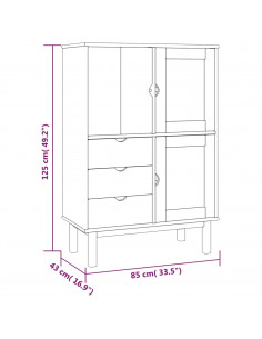 Credenza OTTA Marrone e Grigio 85x43x125 cm in Legno di Pino