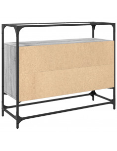 Credenza Piano Vetro Grigio Sonoma 98x35x81cm Legno Multistrato