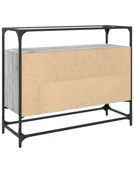 Credenza Piano Vetro Grigio Sonoma 98x35x81cm Legno Multistrato