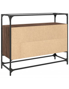 Credenza Piano Vetro Rovere Marrone 98x35x81 Legno Multistrato