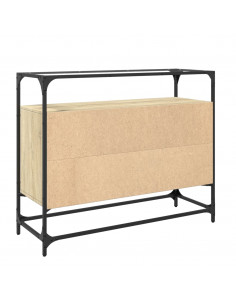 Credenza Piano Vetro Rovere Sonoma 98x35x81cm Legno Multistrato