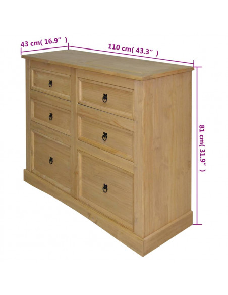 Credenza Pino Messicano Gamma Corona 110x43x81 cm