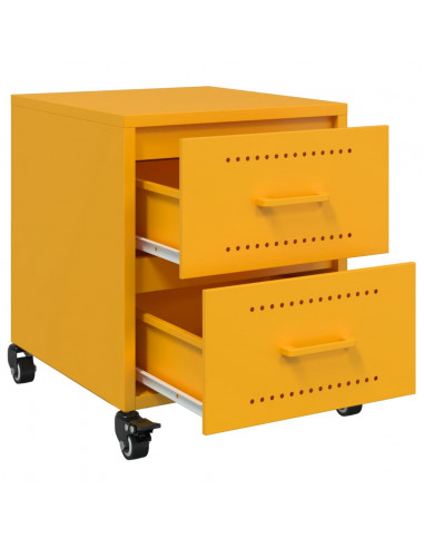 Comodini 2 pz Giallo Senape 36x39x43,5 cm in Acciaio