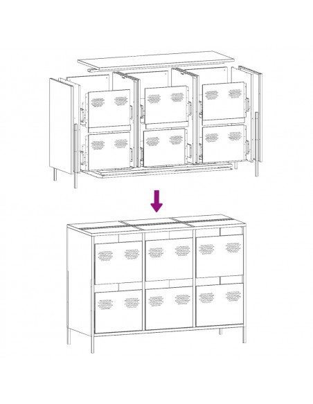 Credenza Rosa 101,5x39x73,5 cm in Acciaio Laminato a Freddo