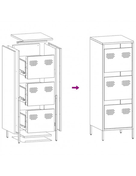 Credenza Rosa 39x35x103,5 cm in Acciaio