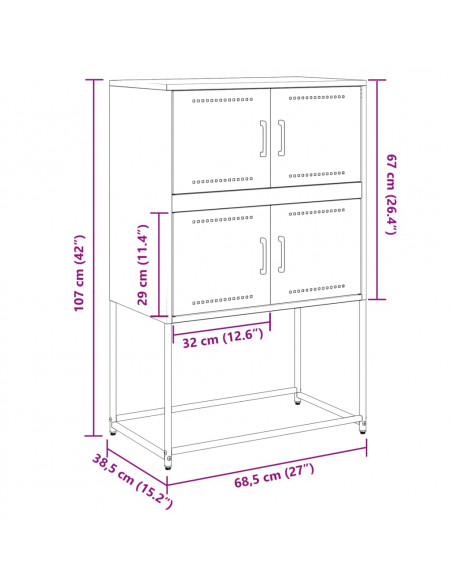 Credenza Rosa 68,5x38,5x107 cm in Acciaio