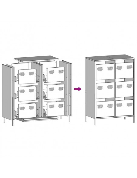 Credenza Rosa 68x39x101,5 cm in Acciaio