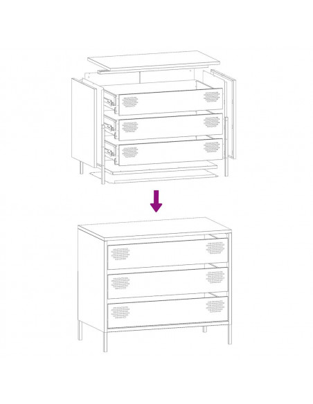 Credenza Rosa 68x39x58,5 cm in Acciaio Laminato a Freddo