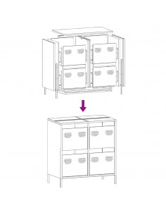 Credenza Rosa 68x39x73,5 cm in Acciaio Laminato a Freddo