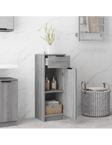 Armadietto Bagno Grigio Sonoma 32x34x90 cm in Legno Multistrato
