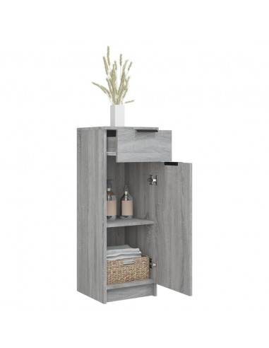Armadietto Bagno Grigio Sonoma 32x34x90 cm in Legno Multistrato
