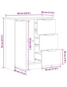 Credenza Rovere Artigianale 60x30x70 cm in Legno Multistrato